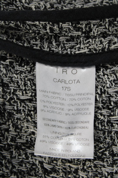 IRO Womens Gray Cotton Blend Snap Jacket Crew Neck Long Sleeve Size S