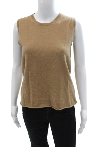 Nili Lotan Womens Beige 100% Cashmere Sleeveless Crew Neck Basic Tank Size S