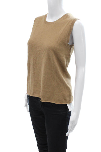 Nili Lotan Womens Beige 100% Cashmere Sleeveless Crew Neck Basic Tank Size S