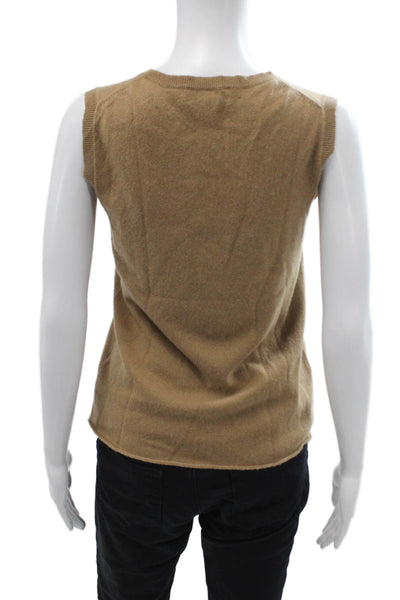 Nili Lotan Womens Beige 100% Cashmere Sleeveless Crew Neck Basic Tank Size S