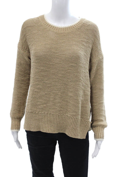 J Crew Women Beige Pullover Crew Neck Wool Blend Long Sleeve Size XS