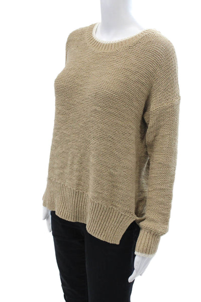 J Crew Women Beige Pullover Crew Neck Wool Blend Long Sleeve Size XS