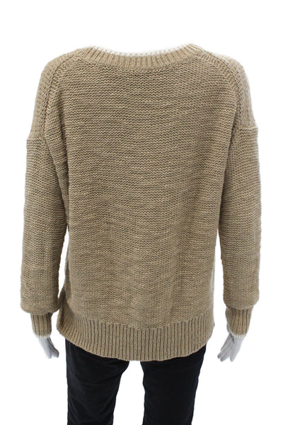 J Crew Women Beige Pullover Crew Neck Wool Blend Long Sleeve Size XS