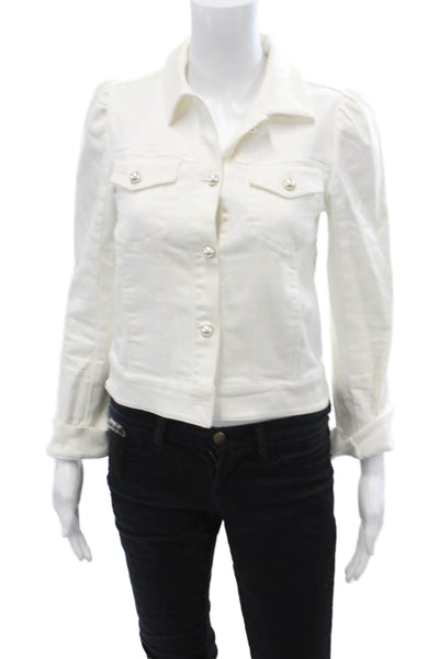 Generation Love Women White Collared Button Jacket Long Sleeve Size XS