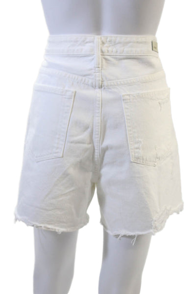 Grlfrnd Unisex White 100% Cotton Solid Button Shorts Size 32