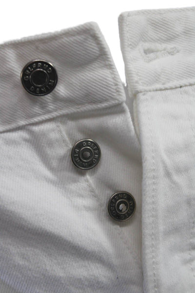 Grlfrnd Unisex White 100% Cotton Solid Button Shorts Size 32