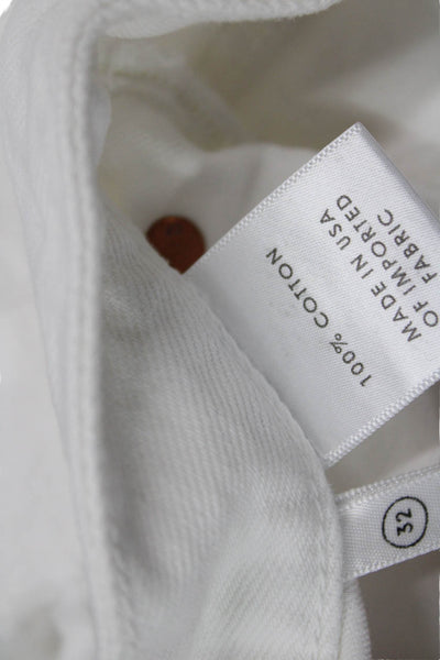 Grlfrnd Unisex White 100% Cotton Solid Button Shorts Size 32