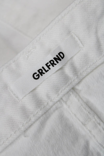 Grlfrnd Unisex White 100% Cotton Solid Button Shorts Size 32