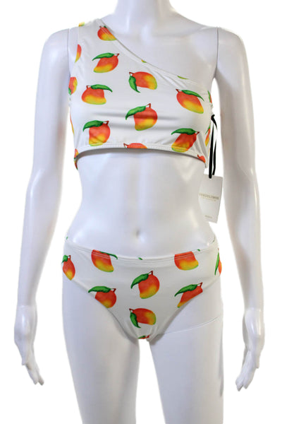Verdelimon Women White Graphic Bikini Set Recycled Polyester Lycra Size XL