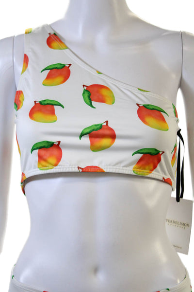 Verdelimon Women White Graphic Bikini Set Recycled Polyester Lycra Size XL