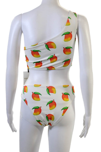 Verdelimon Women White Graphic Bikini Set Recycled Polyester Lycra Size XL