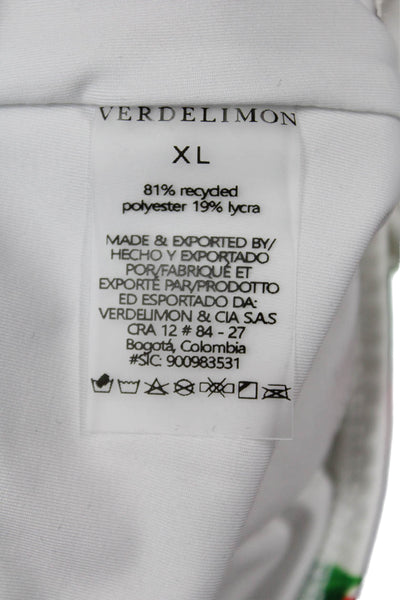 Verdelimon Women White Graphic Bikini Set Recycled Polyester Lycra Size XL