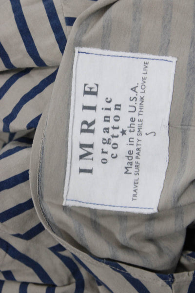 Imrie Women Beige Striped Jersey T-Shirt Long Sleeve 100% Cotton Size S
