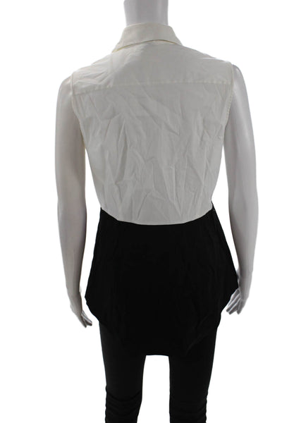 Theory Womens Black Collared Sleeveless Button-Up Blouse Size M