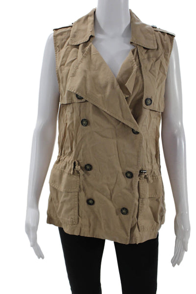 Banana Republic Women Trench Coat Vest Sleeveless Beige Tencel Size S