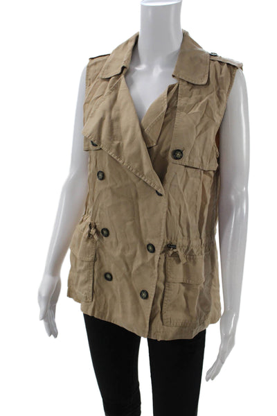 Banana Republic Women Trench Coat Vest Sleeveless Beige Tencel Size S