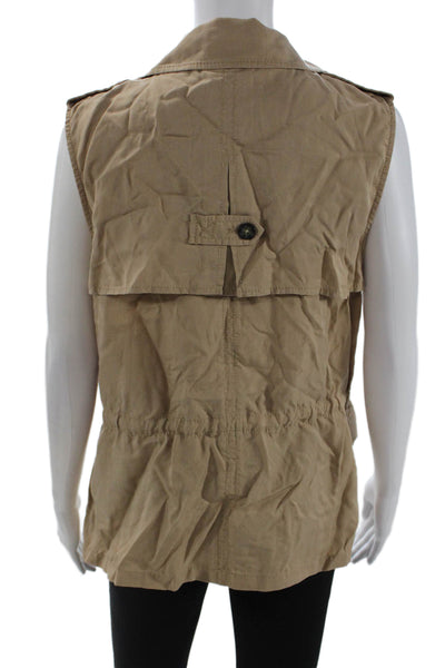 Banana Republic Women Trench Coat Vest Sleeveless Beige Tencel Size S