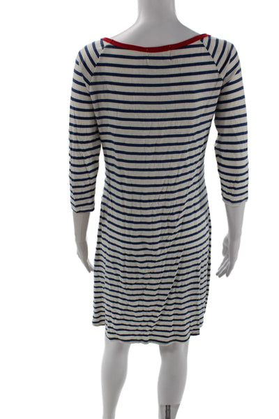 Juicy Couture Women Striped Nautical Shift T-Shirt Dress Blue 3/4 Sleeve Size S