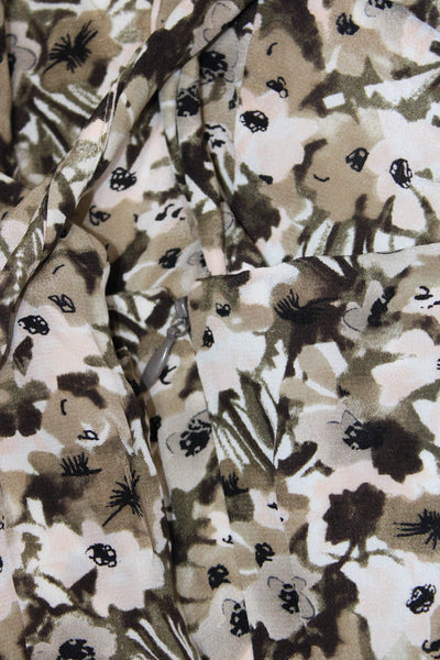 Banana Republic Women Slip Dress Beige Floral Silk V-Neck Knee Length Size 8
