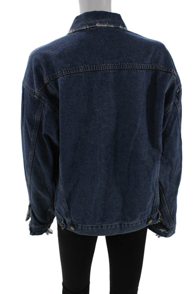Carmar Women Dark Blue Cotton Button Collared 90s Jacket Size XS