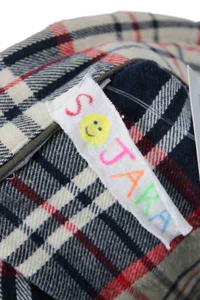 Sojara Womens Plaid 90s Collared Button-Up Beige Cotton Long Sleeve Size S