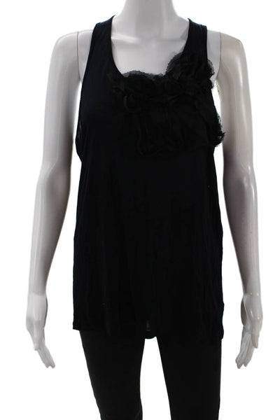 Monrow Womens Jersey Tank Black 100% Rayon Round Neck Sleeveless Size S