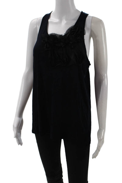 Monrow Womens Jersey Tank Black 100% Rayon Round Neck Sleeveless Size S