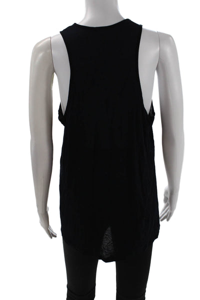 Monrow Womens Jersey Tank Black 100% Rayon Round Neck Sleeveless Size S