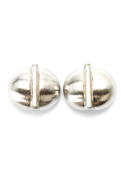 Jay Feinberg Womens Vintage Silver Tone New Wave Dome Clip-On Earrings