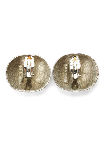 Jay Feinberg Womens Vintage Silver Tone New Wave Dome Clip-On Earrings
