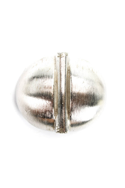 Jay Feinberg Womens Vintage Silver Tone New Wave Dome Clip-On Earrings
