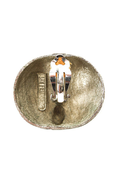 Jay Feinberg Womens Vintage Silver Tone New Wave Dome Clip-On Earrings