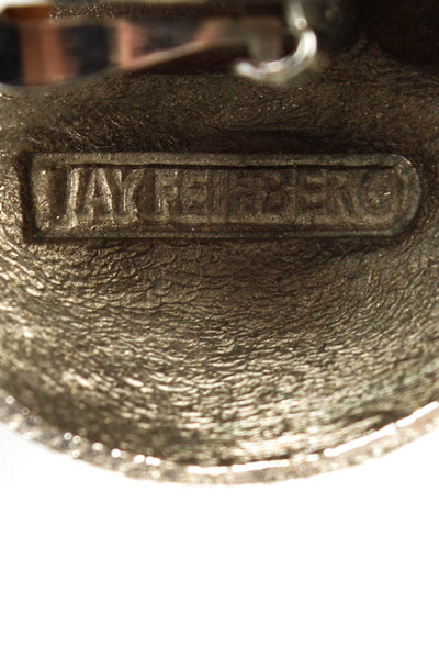 Jay Feinberg Womens Vintage Silver Tone New Wave Dome Clip-On Earrings