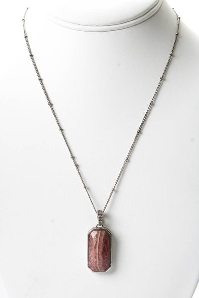 Hilary Joy Womens Sterling Silver Rhodochrosite Pendant Necklace 20" 14.2g