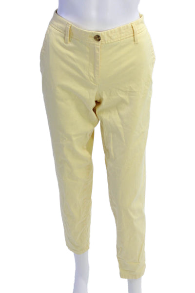 Talbots Women Ankle Chinos Yellow Button Petites Size 4