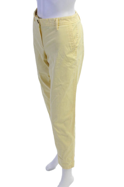 Talbots Women Ankle Chinos Yellow Button Petites Size 4
