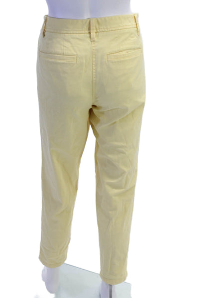 Talbots Women Ankle Chinos Yellow Button Petites Size 4