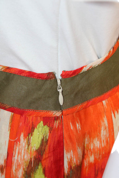 Talbots Women Green Floral A-Line Pleated Skirt Petite Size 2