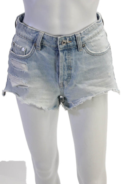 Zara Unisex Light Blue Cotton Beach Shorts Size 2