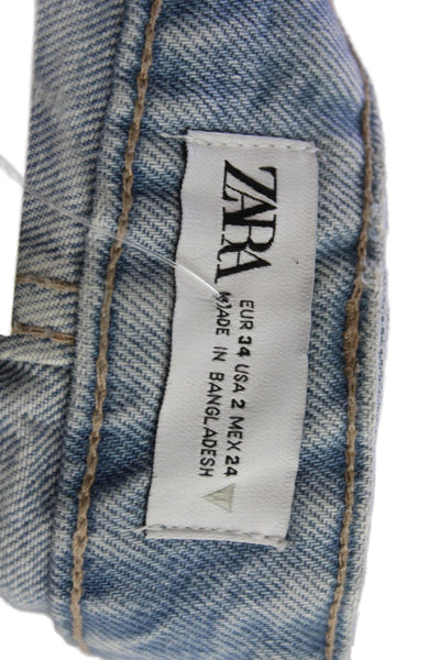 Zara Unisex Light Blue Cotton Beach Shorts Size 2