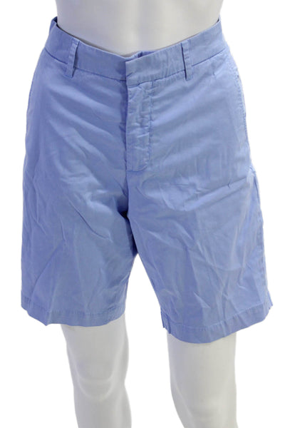 Saks Fifth Avenue Mens Chino Shorts Light Blue Button Size 31