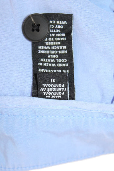 Saks Fifth Avenue Mens Chino Shorts Light Blue Button Size 31
