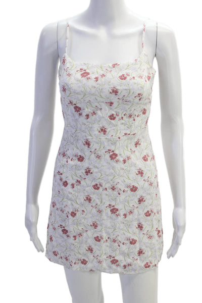 Sunday Best Women White Floral Square Neck Slip Dress Zip Size XS