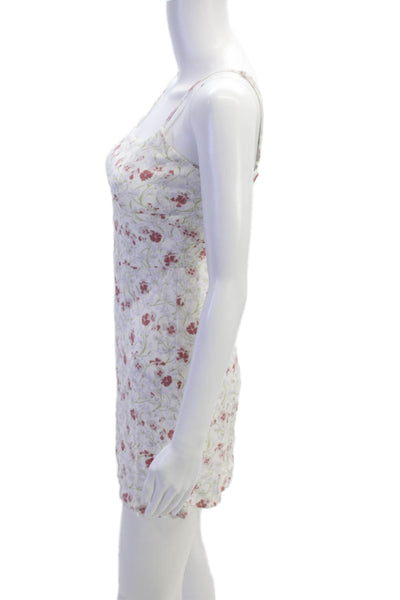 Sunday Best Women White Floral Square Neck Slip Dress Zip Size XS