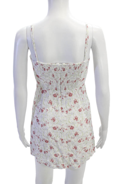 Sunday Best Women White Floral Square Neck Slip Dress Zip Size XS