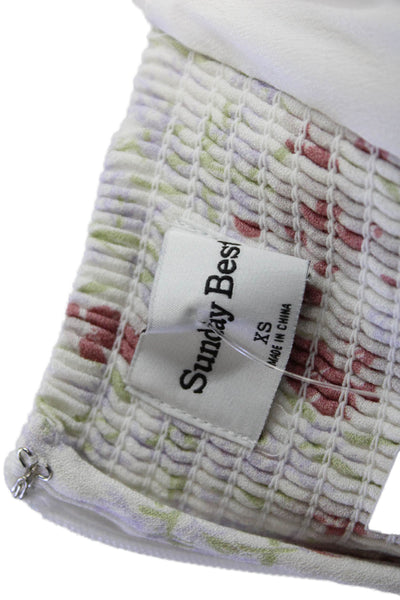 Sunday Best Women White Floral Square Neck Slip Dress Zip Size XS