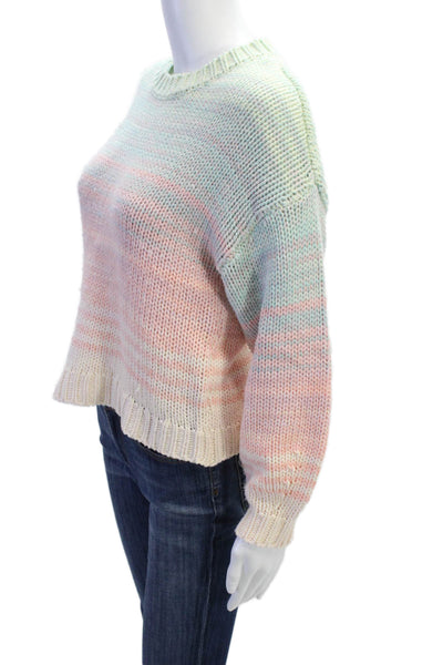 525 America Unisex Light Blue Striped 90s Crew Neck Pullover Sweater Size XS