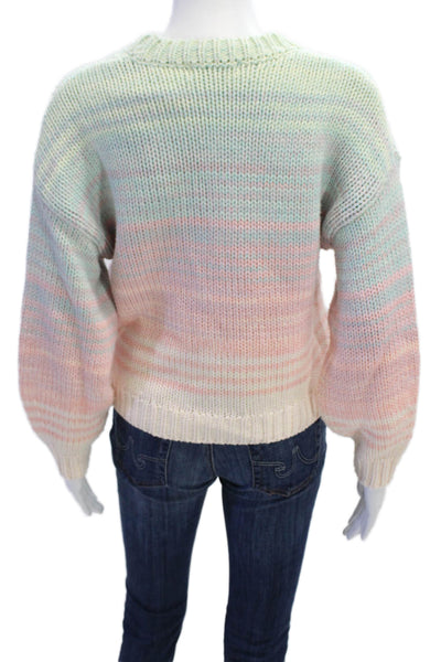 525 America Unisex Light Blue Striped 90s Crew Neck Pullover Sweater Size XS