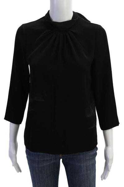 Calvin Klein Women Black Mock Neck 3/4 Sleeve Blouse Size S