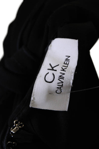 Calvin Klein Women Black Mock Neck 3/4 Sleeve Blouse Size S